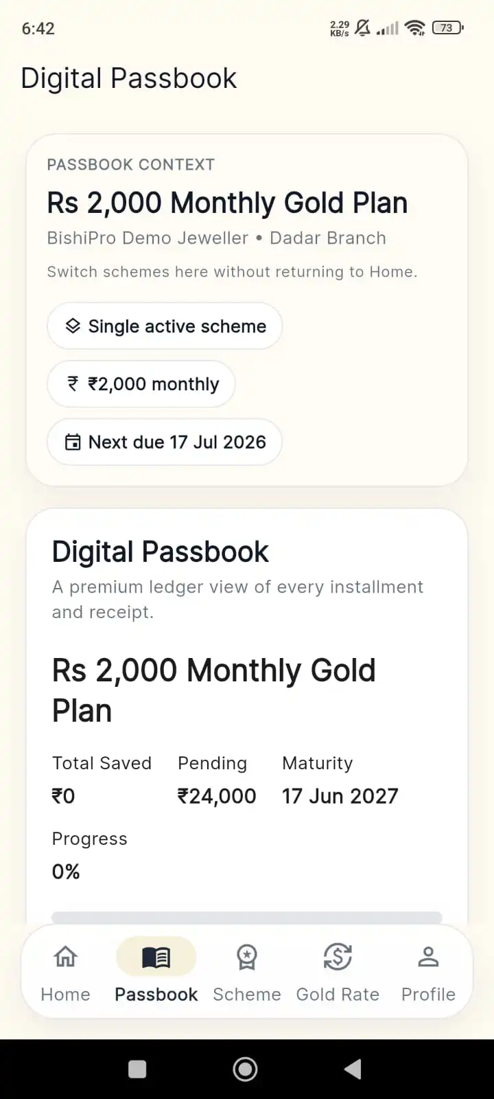 Digital Gold Passbook